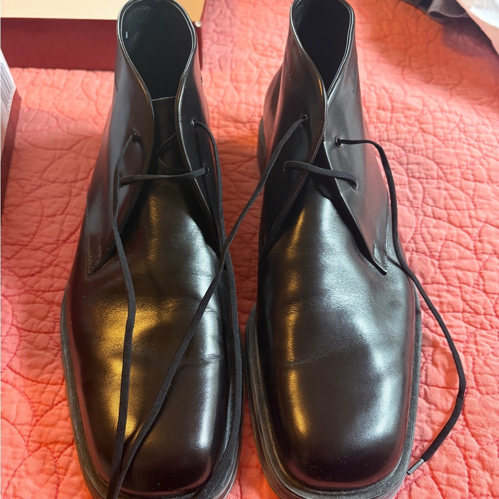 Salvatore Ferragamo Black Leather Chukka Boots